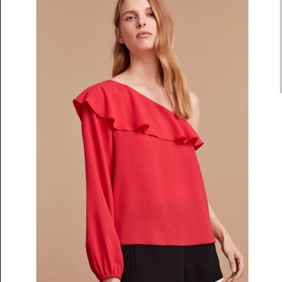 Aritizia Allaire Ruffle One Shoulder Blouse Top - Picture 1 of 7